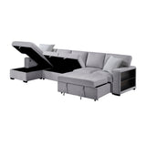 Pompano Gray Sectional with Left Chaise and Pull-out Bed (L Shape) - Ornate Home