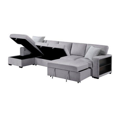 Pompano Gray Sectional with Left Chaise and Pull-out Bed (L Shape) - Ornate Home