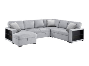 Pompano Gray Sectional with Left Chaise and Pull-out Bed (U Shape) - Ornate Home