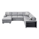 Pompano Gray Sectional with Left Chaise and Pull-out Bed (U Shape) - Ornate Home