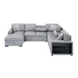 Pompano Gray Sectional with Left Chaise and Pull-out Bed (U Shape) - Ornate Home