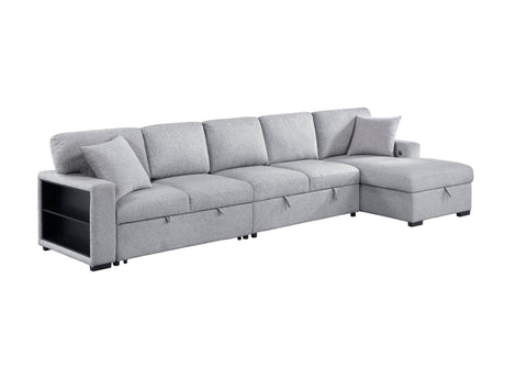 Pompano Gray Sectional with Right Chaise and Pull-out Bed (L Shape) - Ornate Home