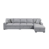 Pompano Gray Sectional with Right Chaise and Pull-out Bed (L Shape) - Ornate Home