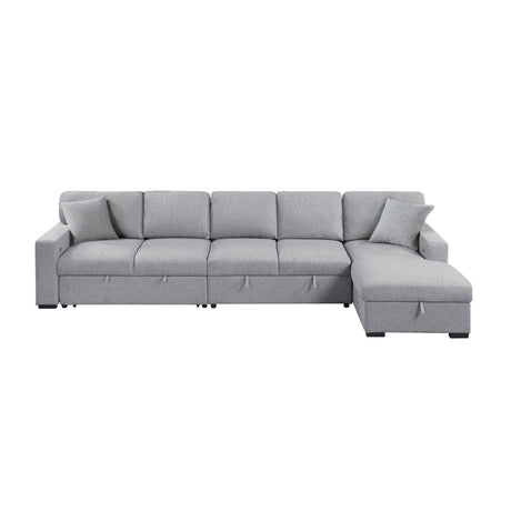 Pompano Gray Sectional with Right Chaise and Pull-out Bed (L Shape) - Ornate Home