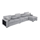 Pompano Gray Sectional with Right Chaise and Pull-out Bed (L Shape) - Ornate Home