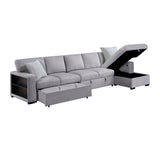Pompano Gray Sectional with Right Chaise and Pull-out Bed (L Shape) - Ornate Home