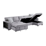 Pompano Gray Sectional with Right Chaise and Pull-out Bed (L Shape) - Ornate Home