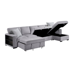 Pompano Gray Sectional with Right Chaise and Pull-out Bed (L Shape) - Ornate Home