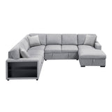 Pompano Gray Sectional with Right Chaise and Pull-out Bed (U Shape) - Ornate Home
