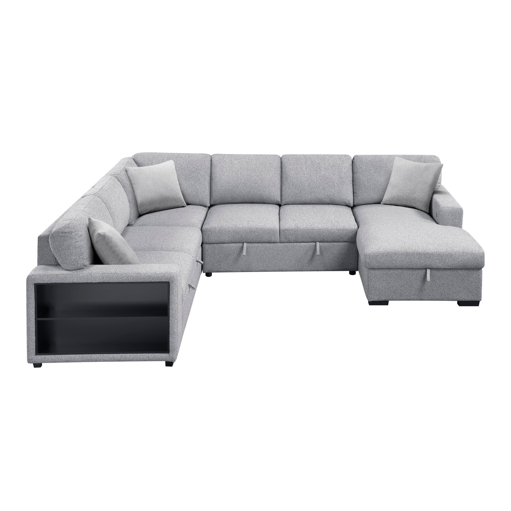 Pompano Gray Sectional with Right Chaise and Pull-out Bed (U Shape) - Ornate Home
