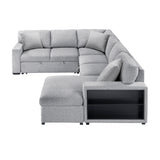 Pompano Gray Sectional with Right Chaise and Pull-out Bed (U Shape) - Ornate Home