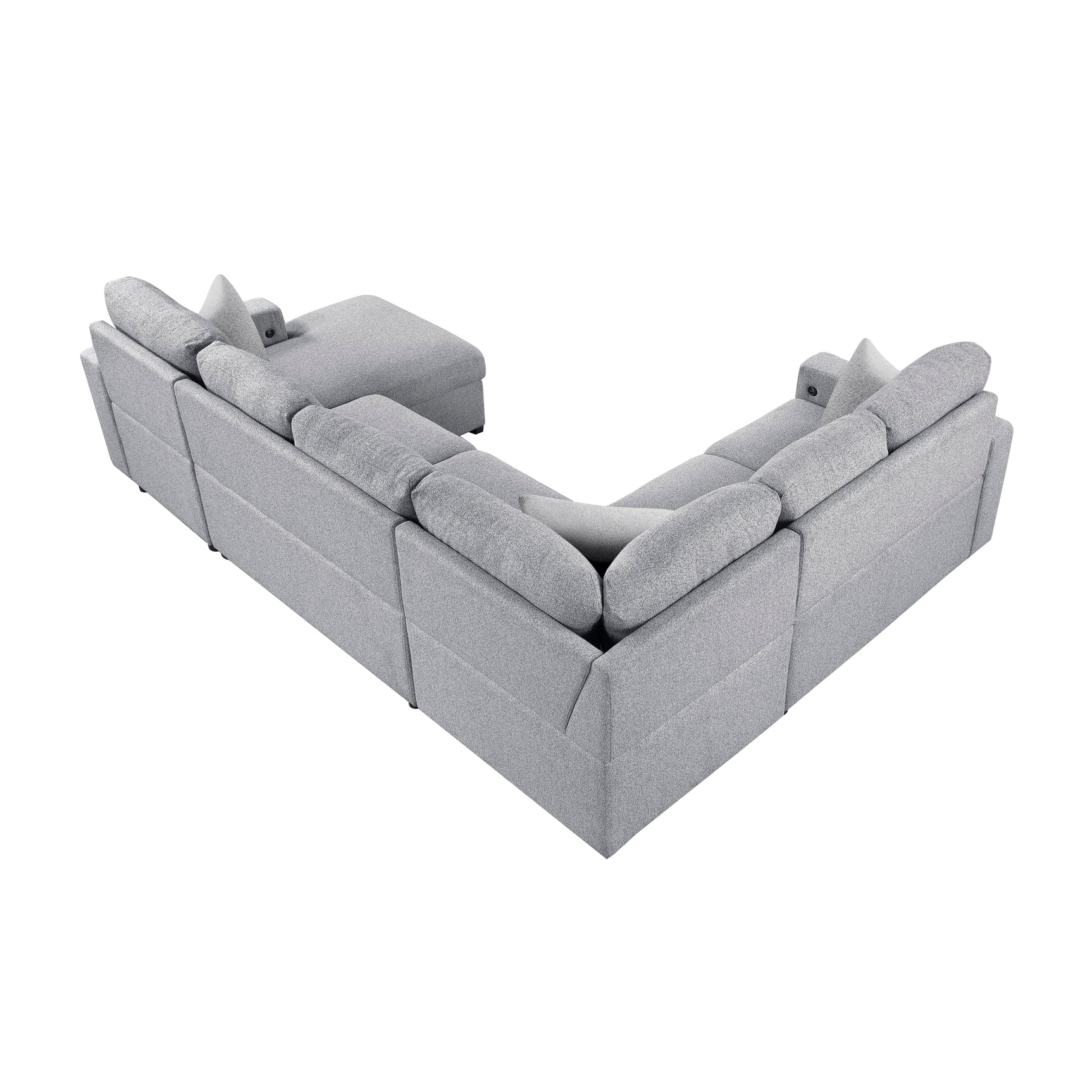 Pompano Gray Sectional with Right Chaise and Pull-out Bed (U Shape) - Ornate Home