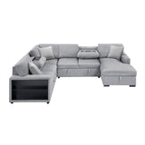 Pompano Gray Sectional with Right Chaise and Pull-out Bed (U Shape) - Ornate Home