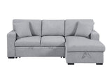 Pompano Gray Sectional with Right Side Chaise and Pull-out Bed - Ornate Home