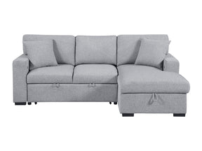 Pompano Gray Sectional with Right Side Chaise and Pull-out Bed - Ornate Home