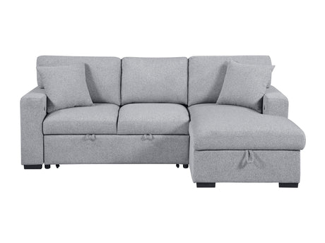 Pompano Gray Sectional with Right Side Chaise and Pull-out Bed - Ornate Home