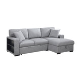 Pompano Gray Sectional with Right Side Chaise and Pull-out Bed - Ornate Home