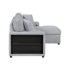 Pompano Gray Sectional with Right Side Chaise and Pull-out Bed - Ornate Home