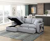 Pompano Sleeper Sectional with Left Chaise, Pull-out Bed and Hidden Storage, Charging Ports - Ornate Home