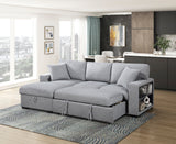 Pompano Sleeper Sectional with Left Chaise, Pull-out Bed and Hidden Storage, Charging Ports - Ornate Home