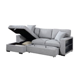 Pompano Sleeper Sectional with Left Chaise, Pull-out Bed and Hidden Storage, Charging Ports - Ornate Home