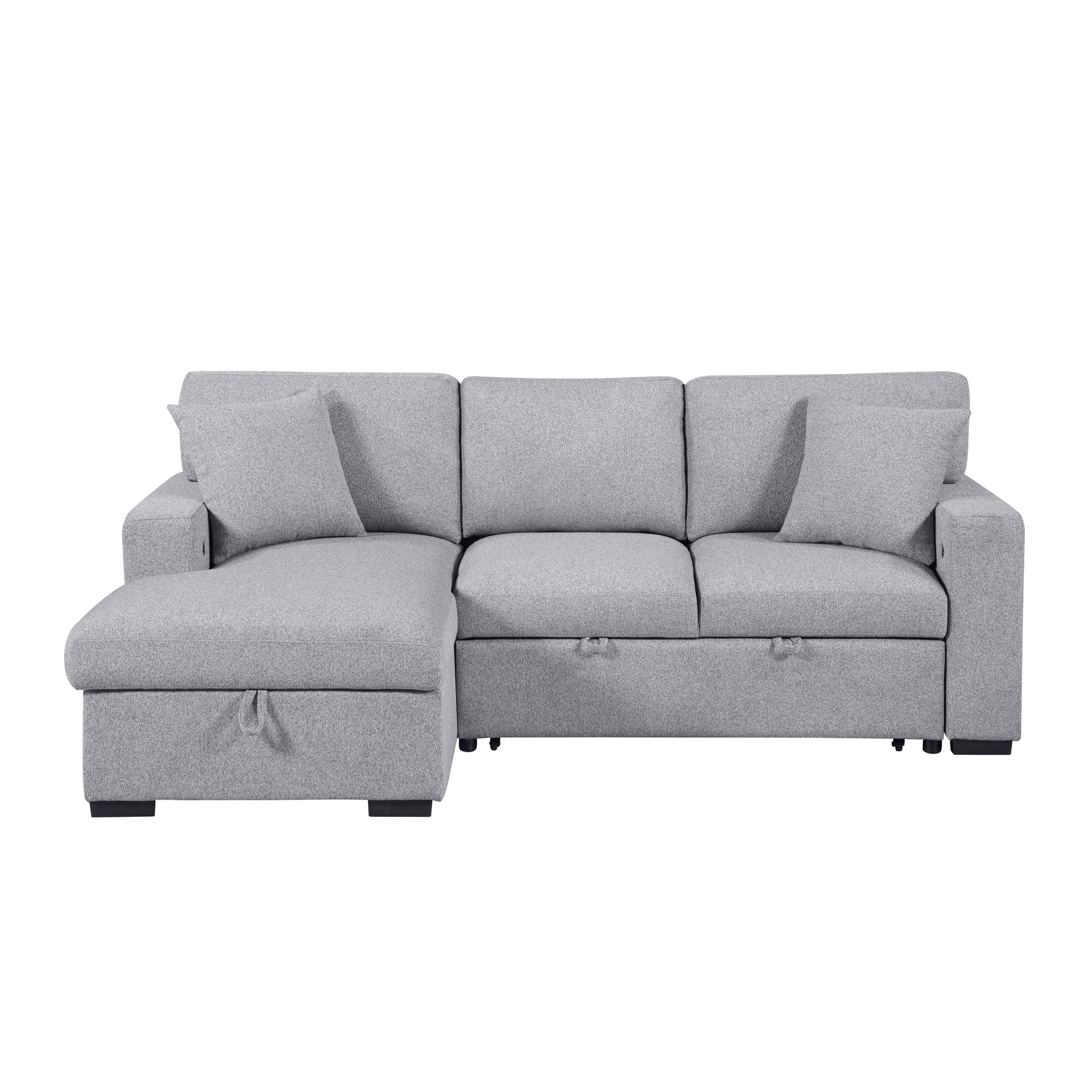 Pompano Sleeper Sectional with Left Chaise, Pull-out Bed and Hidden Storage, Charging Ports - Ornate Home