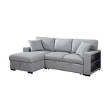 Pompano Sleeper Sectional with Left Chaise, Pull-out Bed and Hidden Storage, Charging Ports - Ornate Home