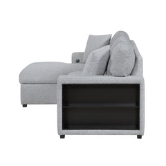 Pompano Sleeper Sectional with Left Chaise, Pull-out Bed and Hidden Storage, Charging Ports - Ornate Home