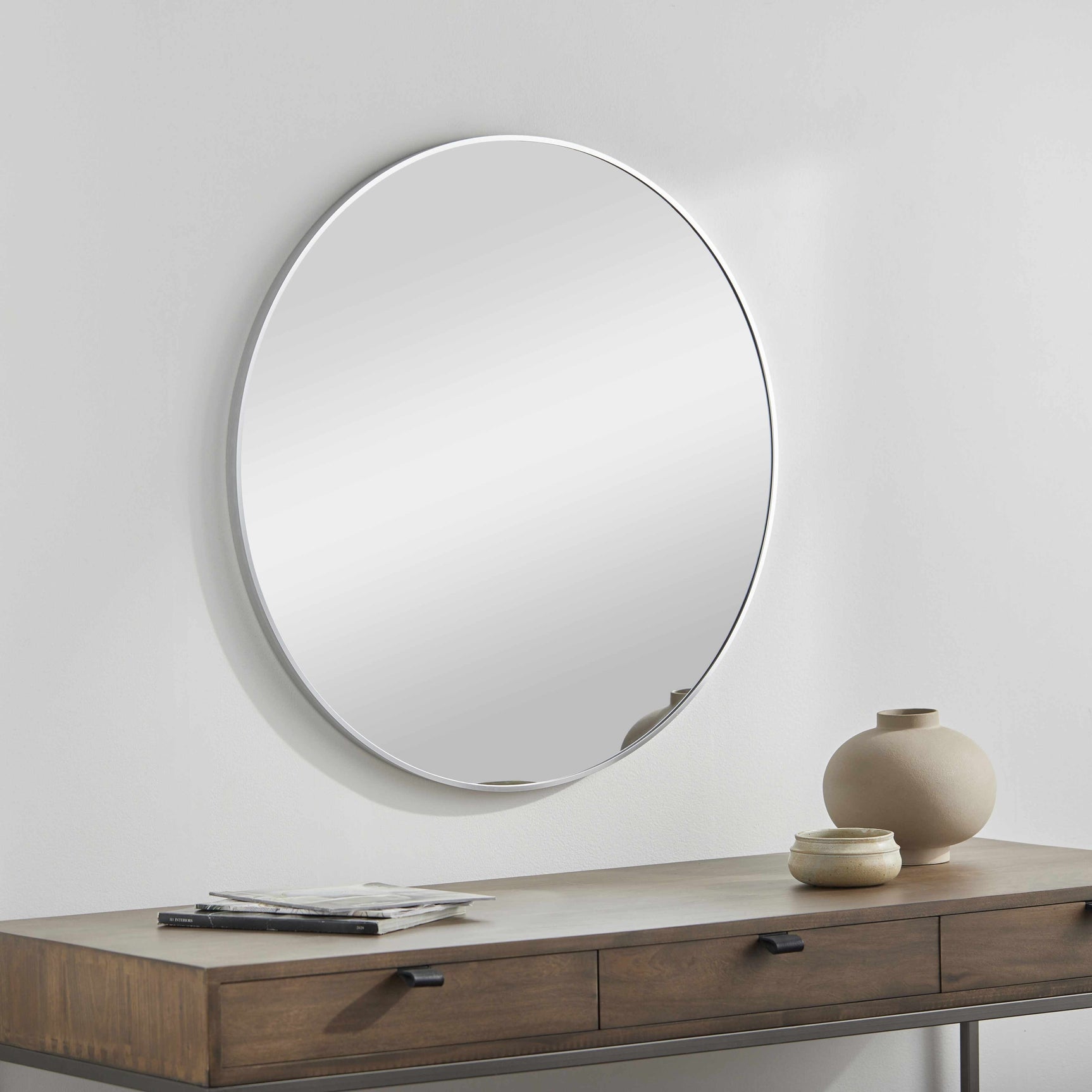 Pontalina Round Silver Gray Mirror - Ornate Home