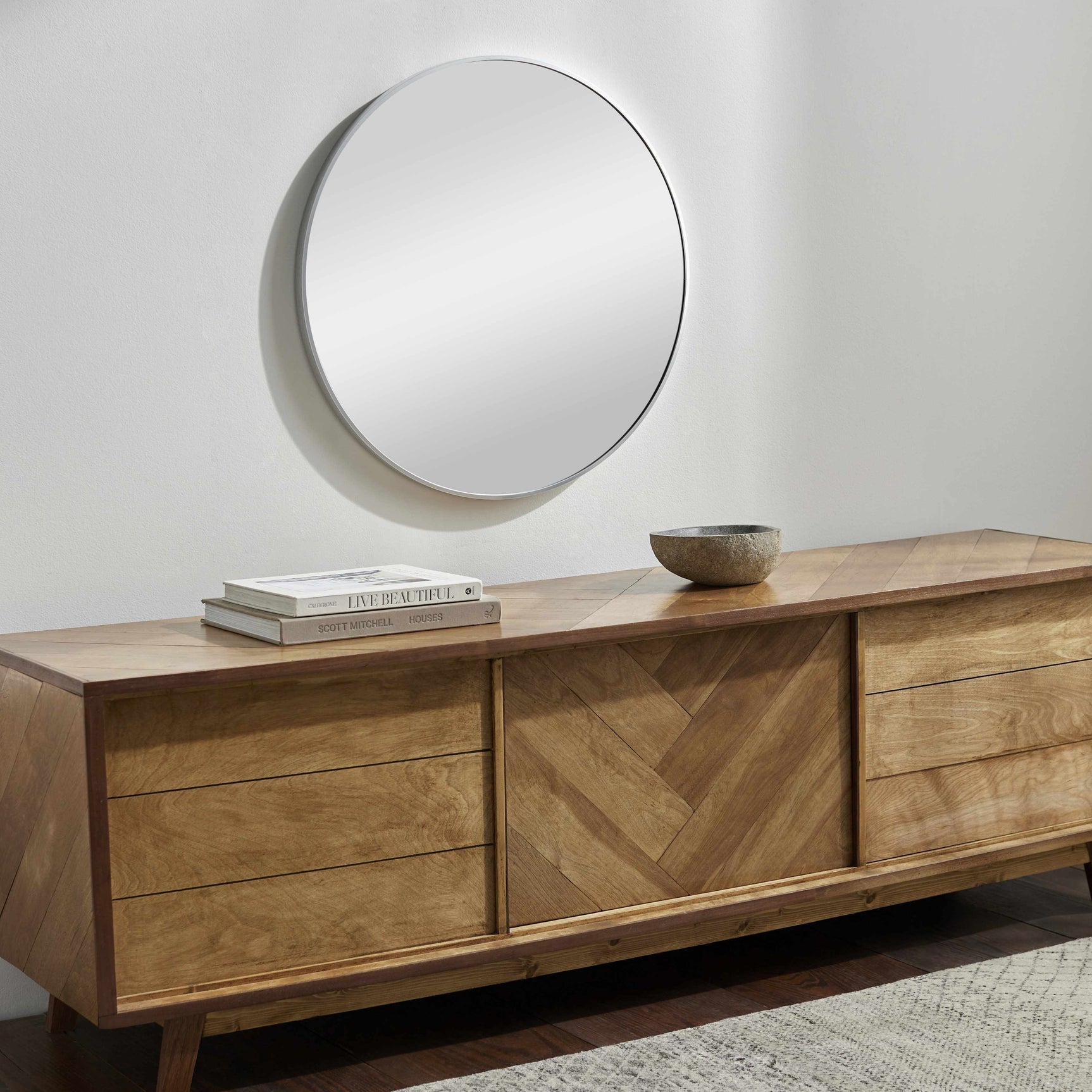 Pontalina Round Silver Gray Mirror - Ornate Home