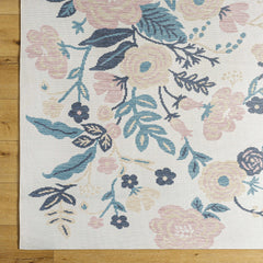 Ponto Cream & Blue Floral Outdoor Area Rug - Clearance - Ornate Home