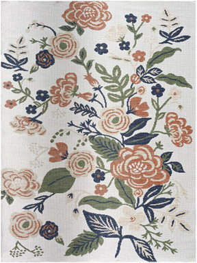 Ponto Cream & Green Floral Outdoor Area Rug - Clearance - Ornate Home
