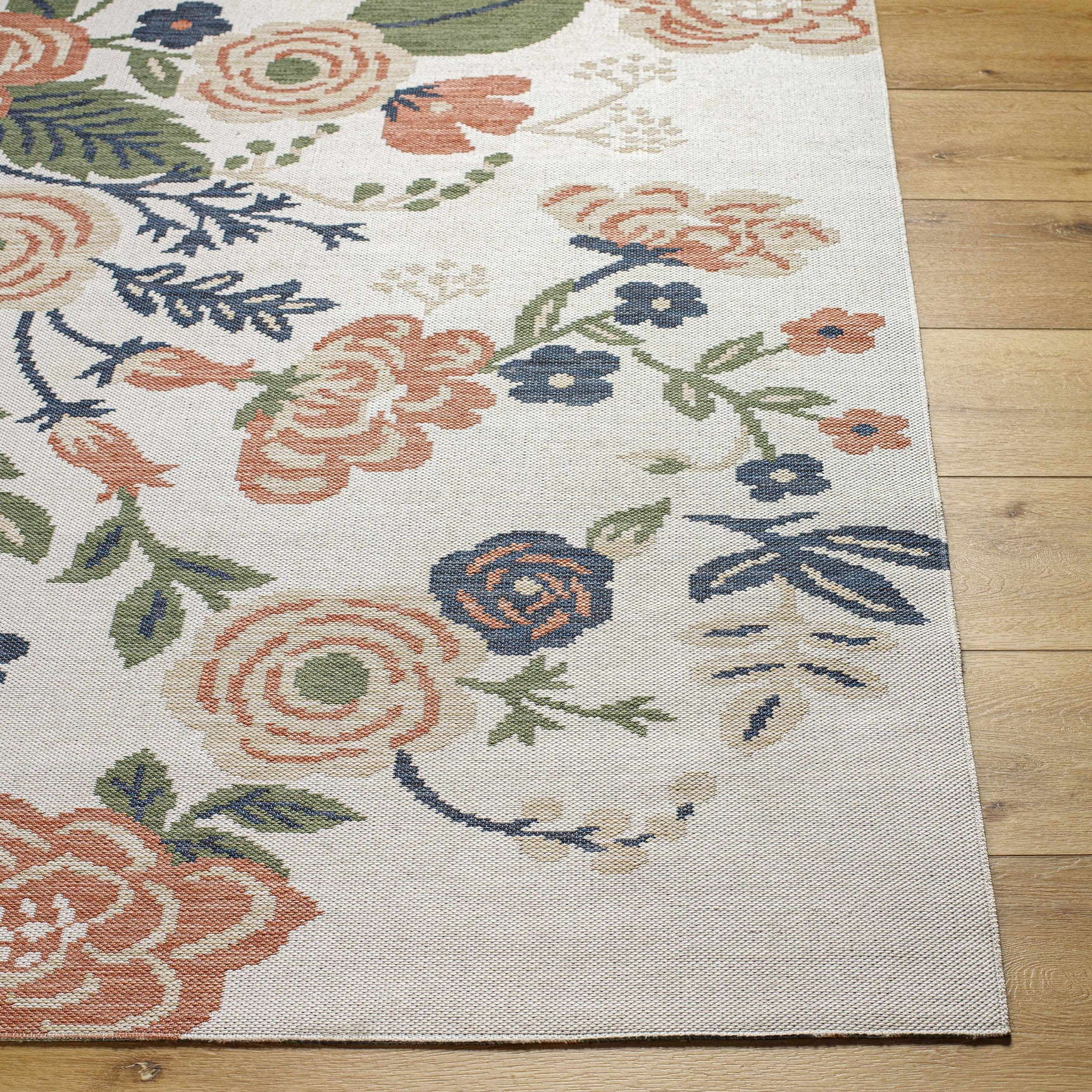 Ponto Cream & Green Floral Outdoor Area Rug - Clearance - Ornate Home