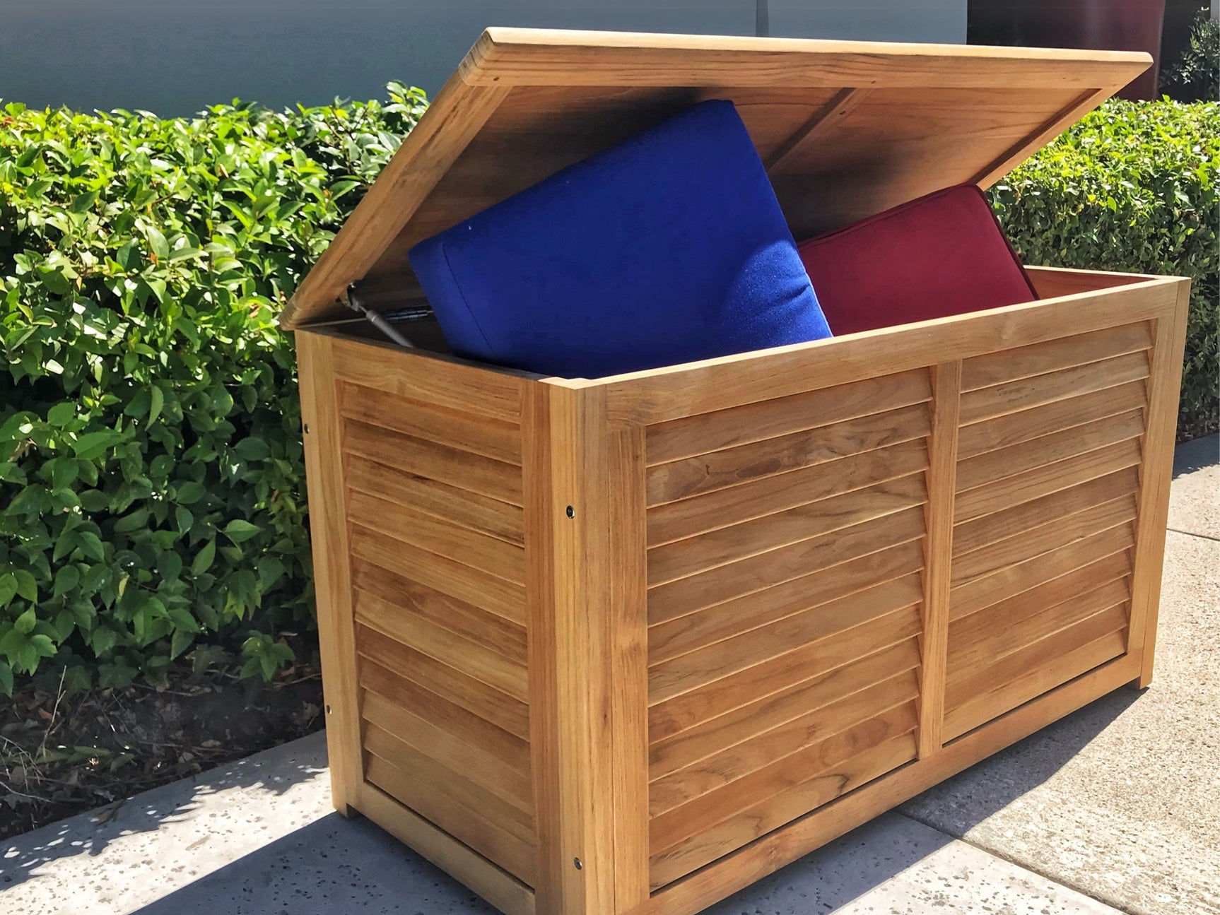 Poolside Teak Outdoor Storage Cushion Box - Ornate Home
