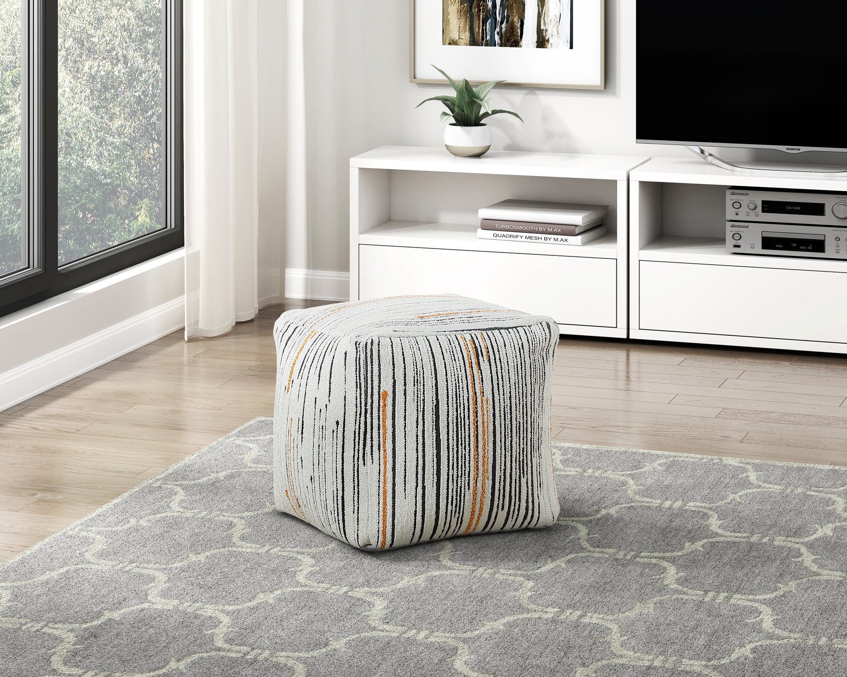 Poplar Multi-color Pouf - Ornate Home