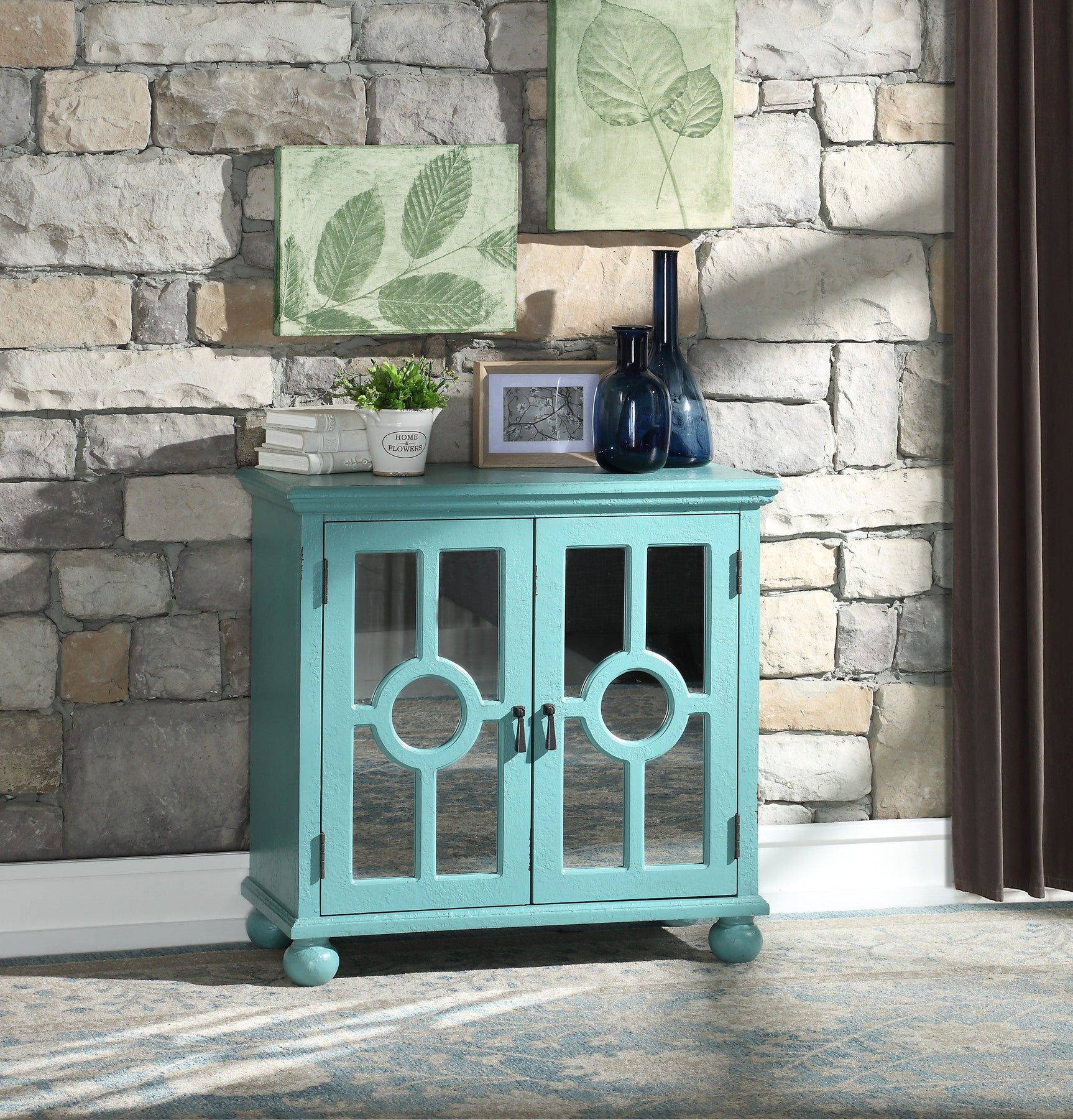 Poppy Antique Aqua Accent Chest - Ornate Home