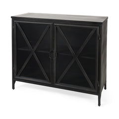 Poppy Black Metal with Glass Door Accent Cabinet - Ornate Home