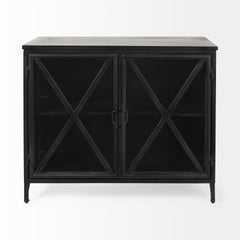 Poppy Black Metal with Glass Door Accent Cabinet - Ornate Home