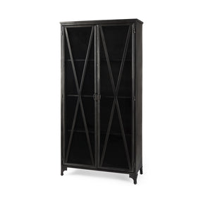 Poppy Black Metal with Glass Door Display Cabinet - Ornate Home