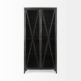 Poppy Black Metal with Glass Door Display Cabinet - Ornate Home