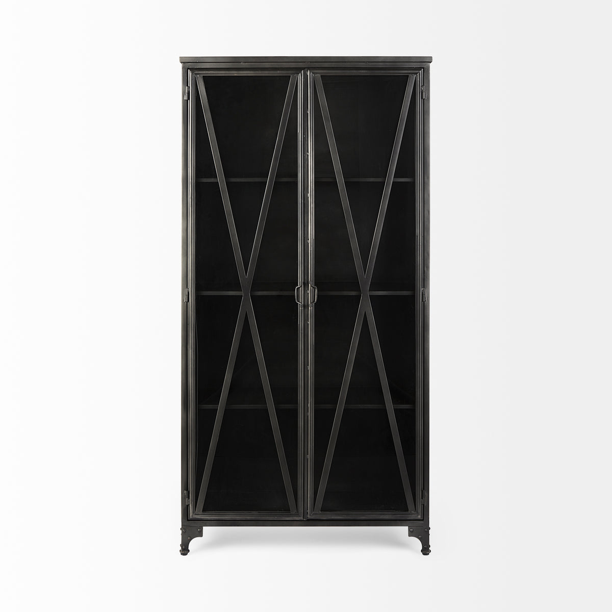 Poppy Black Metal with Glass Door Display Cabinet - Ornate Home