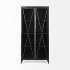 Poppy Black Metal with Glass Door Display Cabinet - Ornate Home