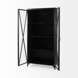 Poppy Black Metal with Glass Door Display Cabinet - Ornate Home