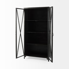 Poppy Black Metal with Glass Door Display Cabinet - Ornate Home