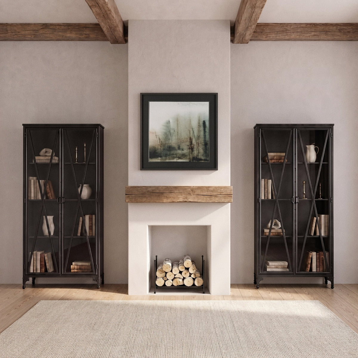 Poppy Black Metal with Glass Door Display Cabinet - Ornate Home