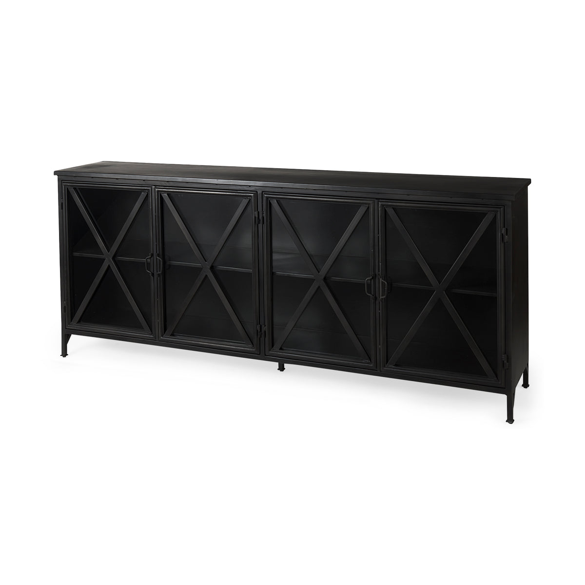 Poppy Black Metal with Glass Door Sideboard - Ornate Home