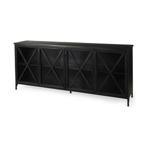 Poppy Black Metal with Glass Door Sideboard - Ornate Home