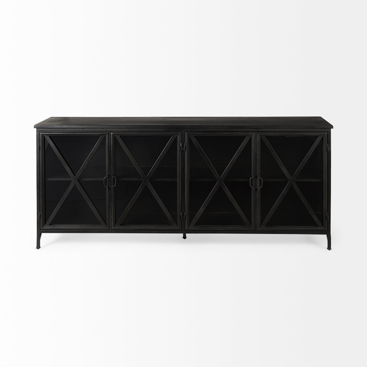 Poppy Black Metal with Glass Door Sideboard - Ornate Home