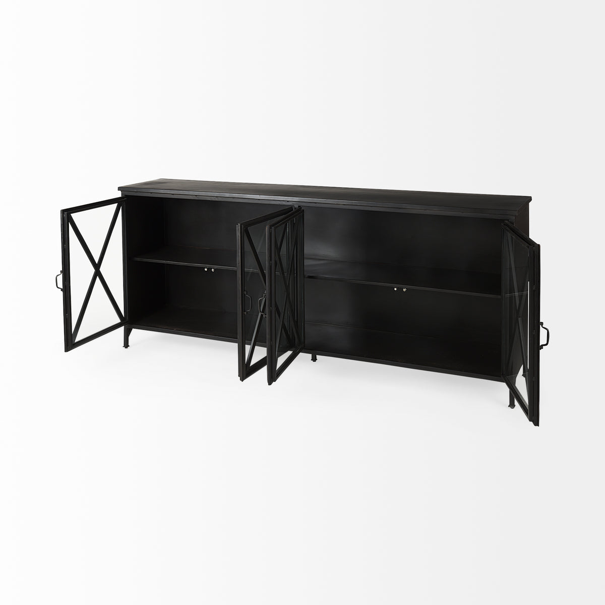 Poppy Black Metal with Glass Door Sideboard - Ornate Home