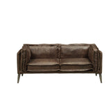 Porchester Distress Chocolate Leather Loveseat - Ornate Home